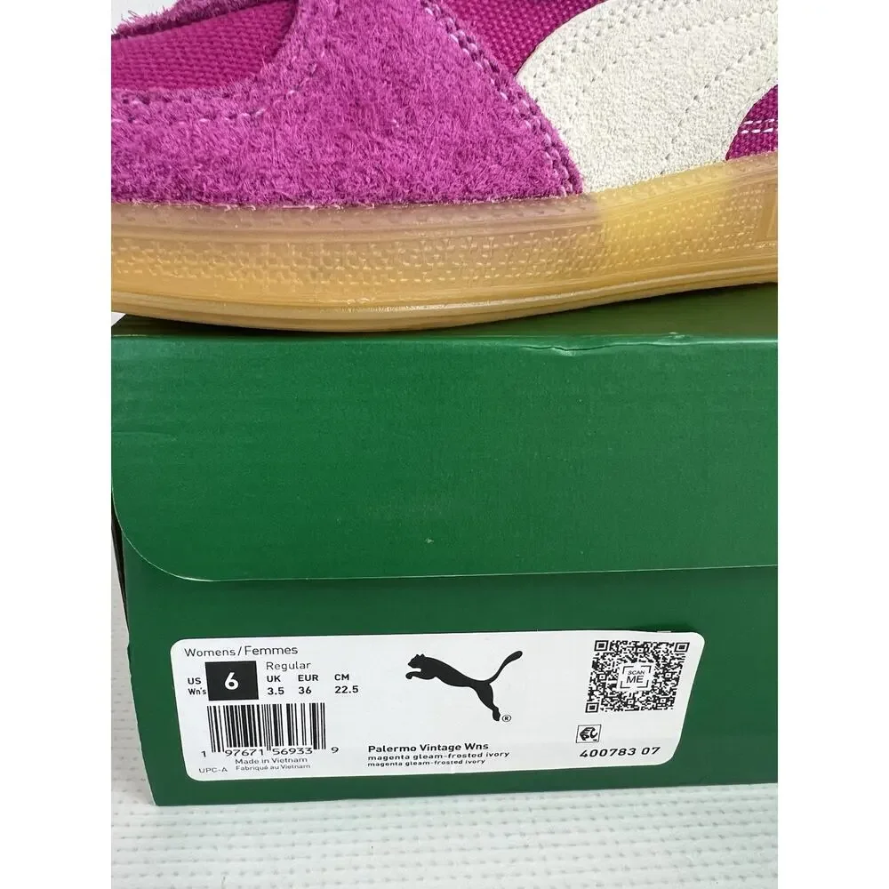 Puma Women's Palermo Vintage Size 6 Sportswear Sneakers Magenta Gleam Ivory New